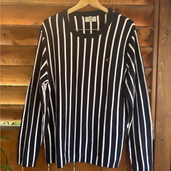 Jack & Jones Men’s Navy White Red Striped Jorsteve Knit Crewneck Sweater Size Lg - Picture 10 of 10